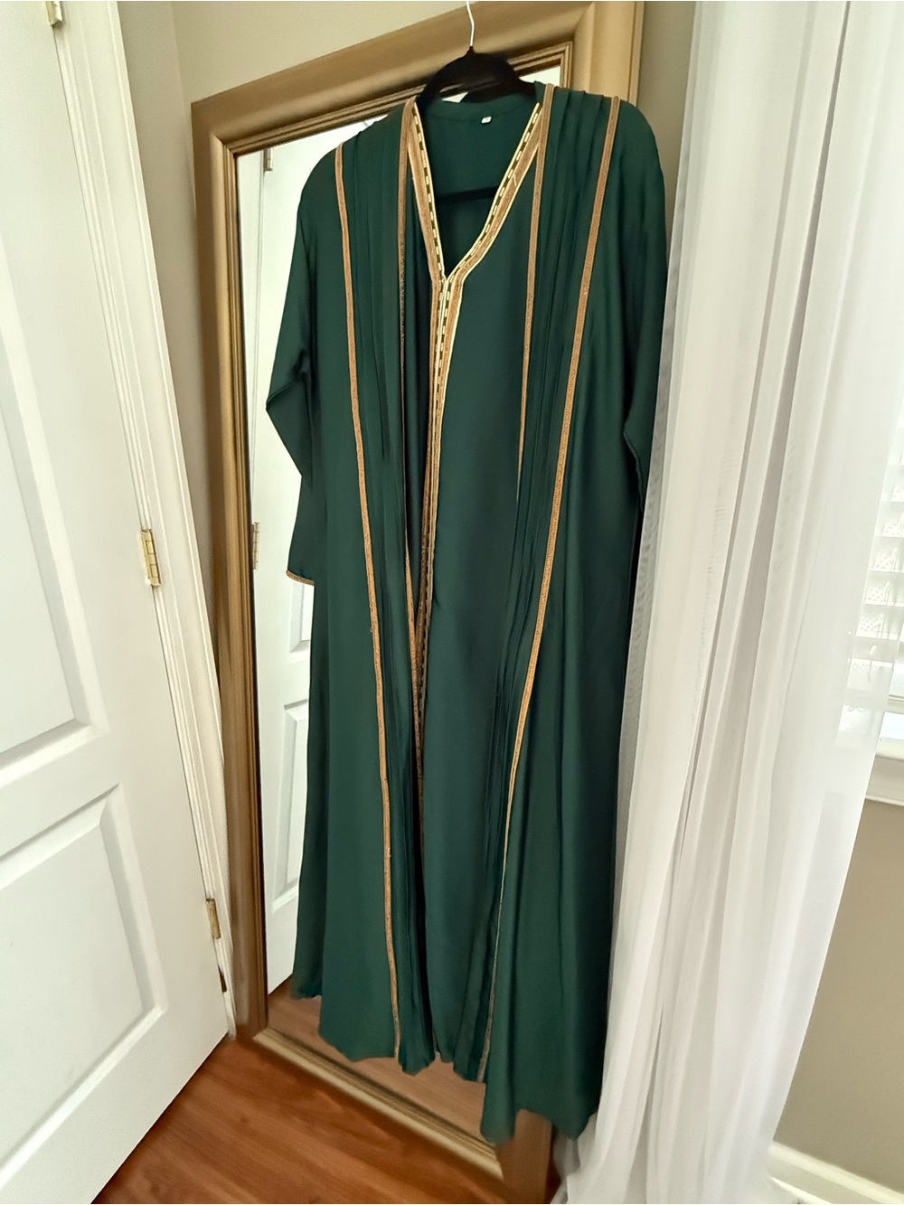 Two piece green and gold abaya
